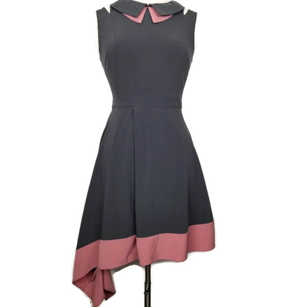 Esley | asymmetrical | dress | gray | pink